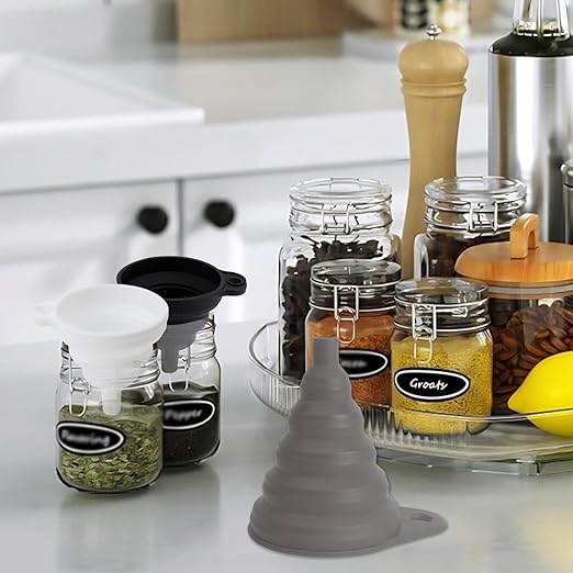 Kitchen Funnel Set, Food Grade Foldable Small and Large Funnel, Silicone - Image 6