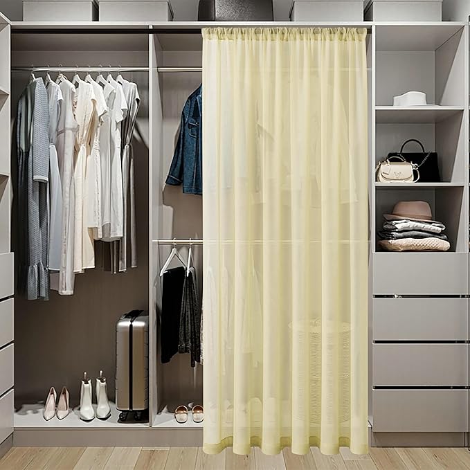 Tollpiz Short Sheer Door Curtains Closet Linen Textured Curtains Sheer Doorway - Image 3
