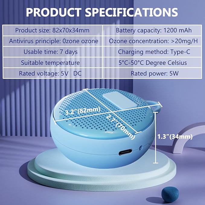 Refrigerator Deodorizer, Fridge Odor Absorber, Mini USB Rechargeable Ozone Odor - Image 5