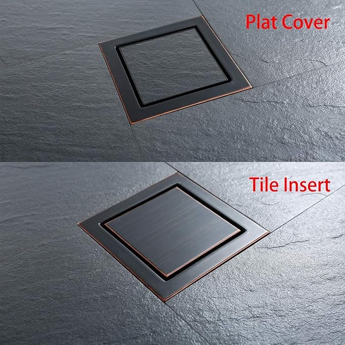 RANDOM Oil Rubbed Bronze Shower Drain Square 6 inch - Image 7