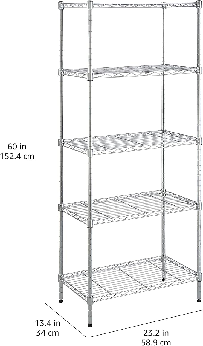 Amazon Basics 5-Shelf Adjustable, Storage Shelving Unit, Steel Organizer Wire - Image 9
