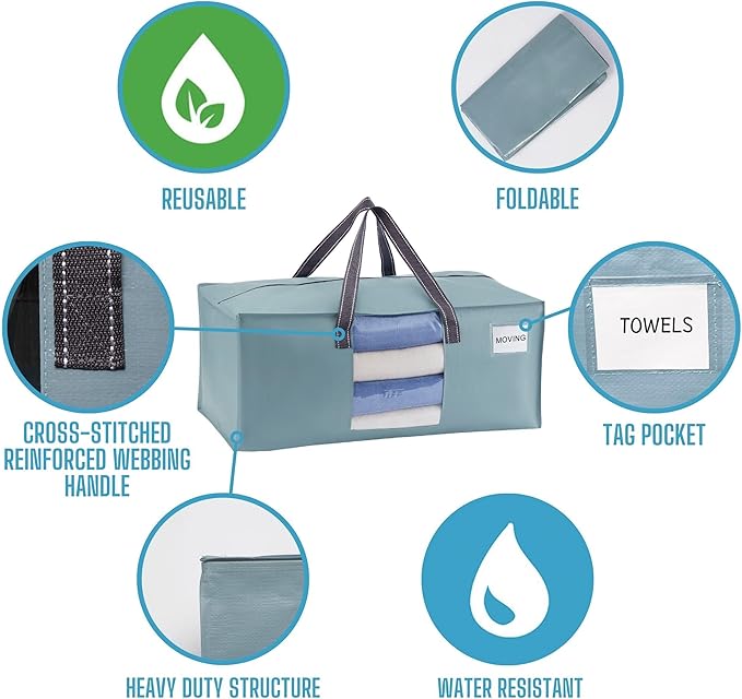 VENO 2 Pack Moving Bags for College, Heavy-Duty Storage Totes, Moving Boxes and - Image 7