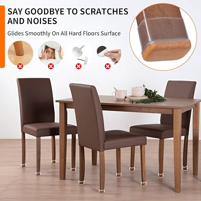 Ezprotekt 16 Pcs Rectangle Clear Silicone Chair Leg Floor Protectors - Image 6