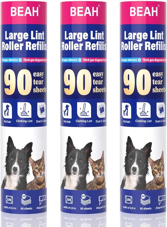 9.45 Inch Extra Sticky Lint Roller Refills 3 Pack –Compatible by BEAH