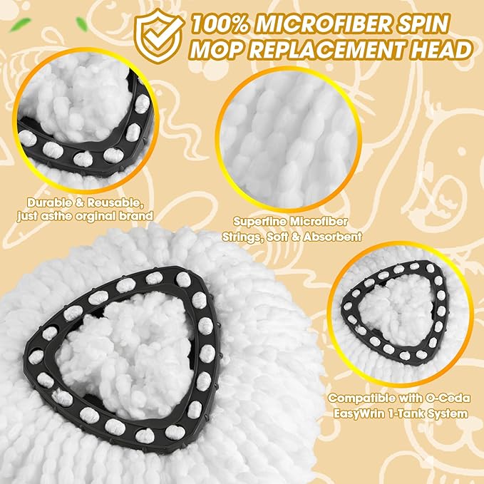 6 Pack Spin Mop Replacement Heads, Microfiber Spin Mop Refills - Image 3