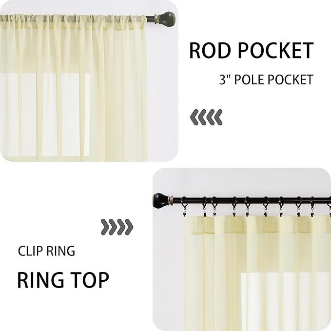 Tollpiz Short Sheer Door Curtain Closet Linen Textured Curtain Sheers Doorway - Image 5