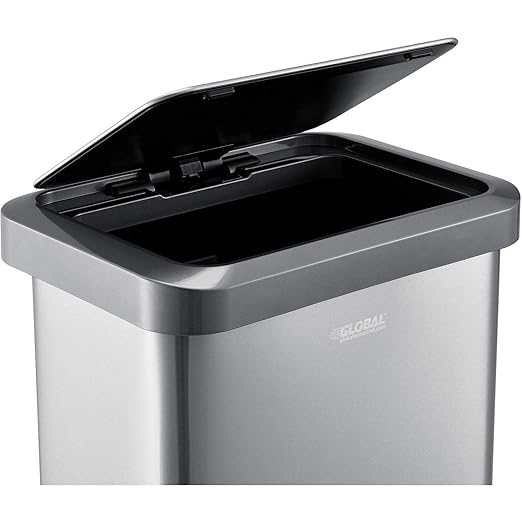 Global Industrial 12 Gallon Stainless Steel Trash Can, Rectangular Step-On - Image 9