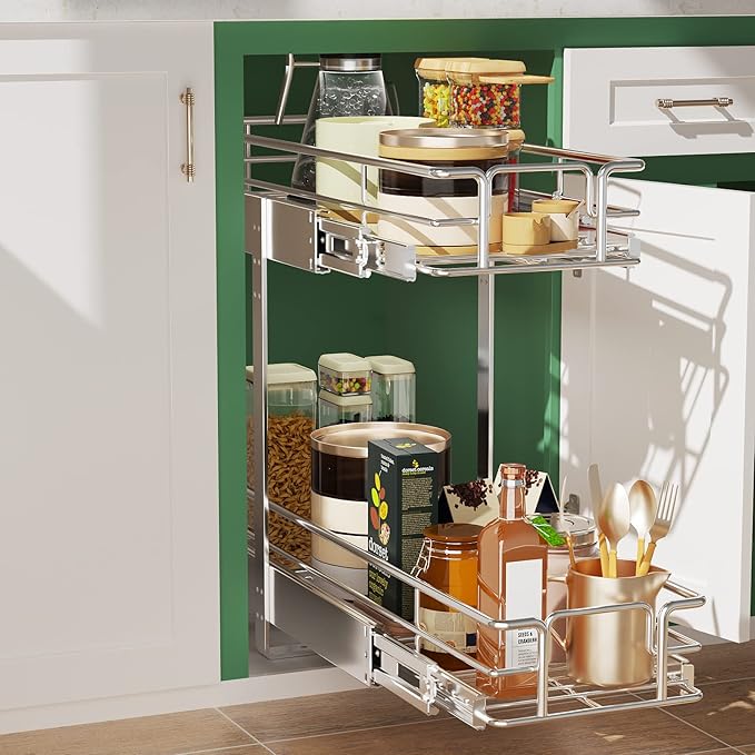 LOVMOR 2 Tier 5½" W x 21½" D, Individual Pull Organizer Kitchen Cabinet Storage - Image 5
