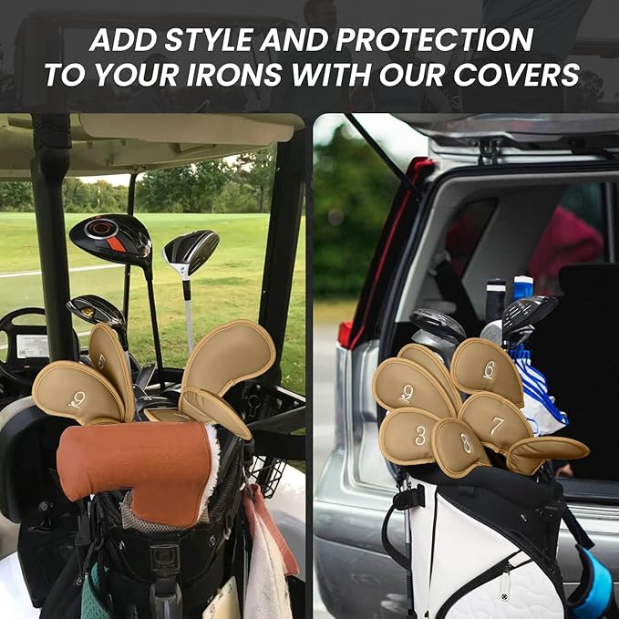 FINGER TEN Premium Synthetic Leather Stylish Iron & Wedge Golf Head Covers - Image 7