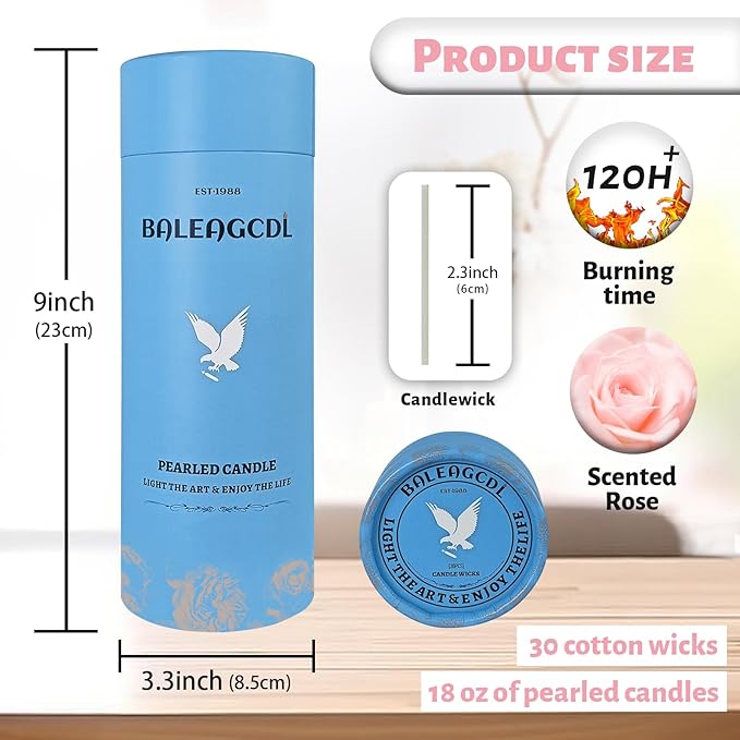 Rose Scented Pink Pearled Candle 18oz Luxury Sand Candle Granulated Wax - Image 2