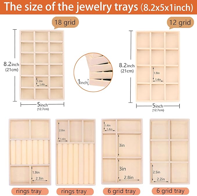 Jewelry Organizer Drawer 8 Set Jewelry Boxes Velvet Jewelry Drawer Organizer - Image 5