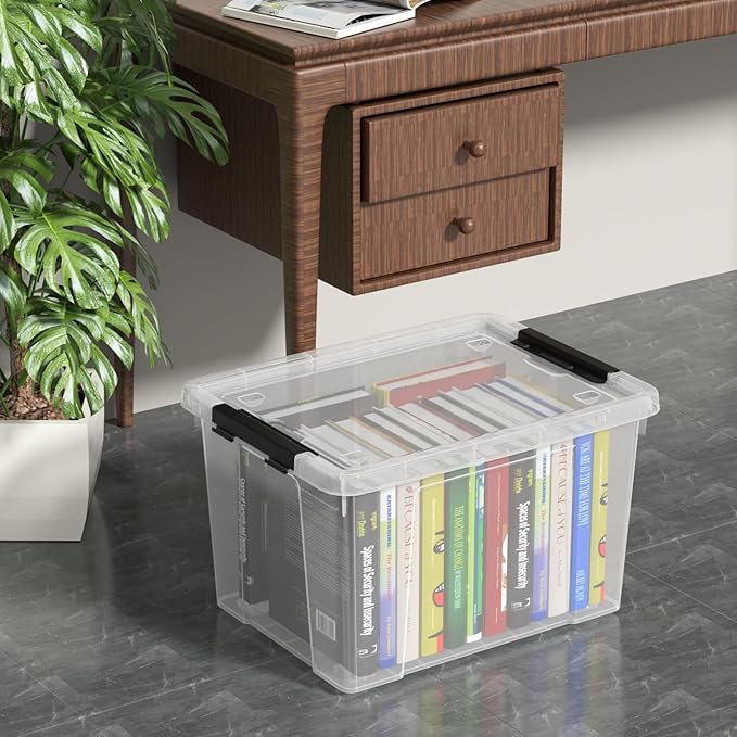 Set of 4 34 L Stackable Plastic Storage Bins - Image 4