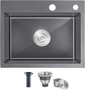 23x18 Inch Kitchen Sink, Handmade 304 Stainless Steel Sink, Topmount by OUGOO