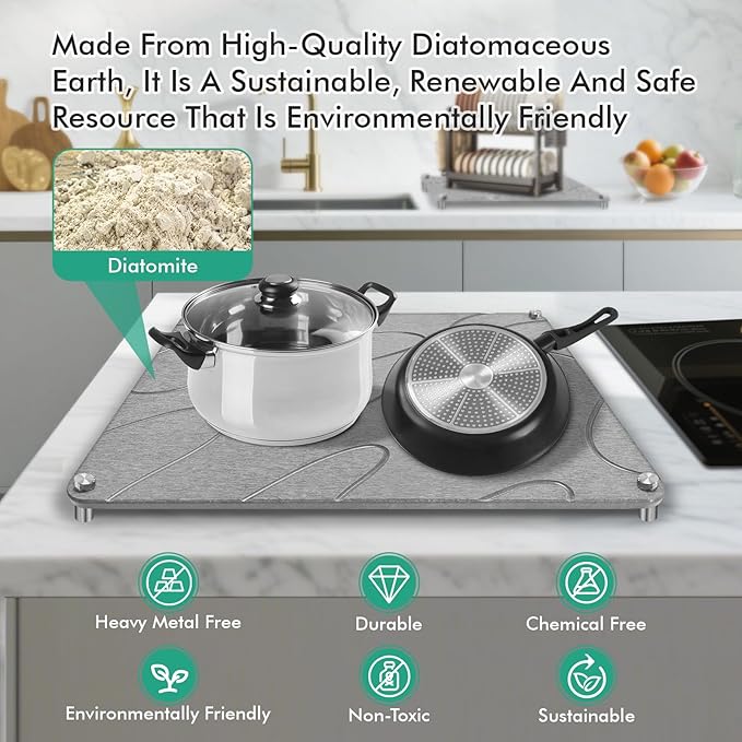 Stone Drying Mat For Kitchen Counter Superb Absorbent Diatomaceous Earth Mats - Image 2