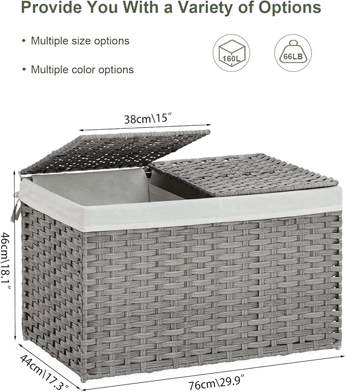 Storage Basket with Lid Wicker Baskets - Image 4