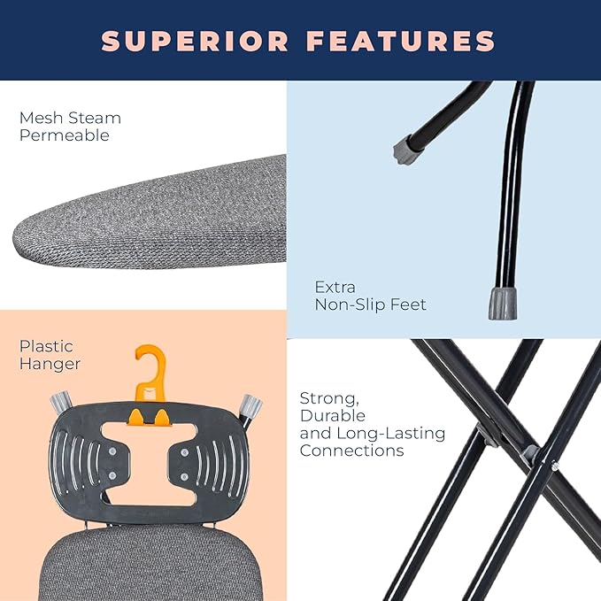 Ironing Board with Iron Rest, Iron Board with 3 Layers Extra Thick Cover - Image 3