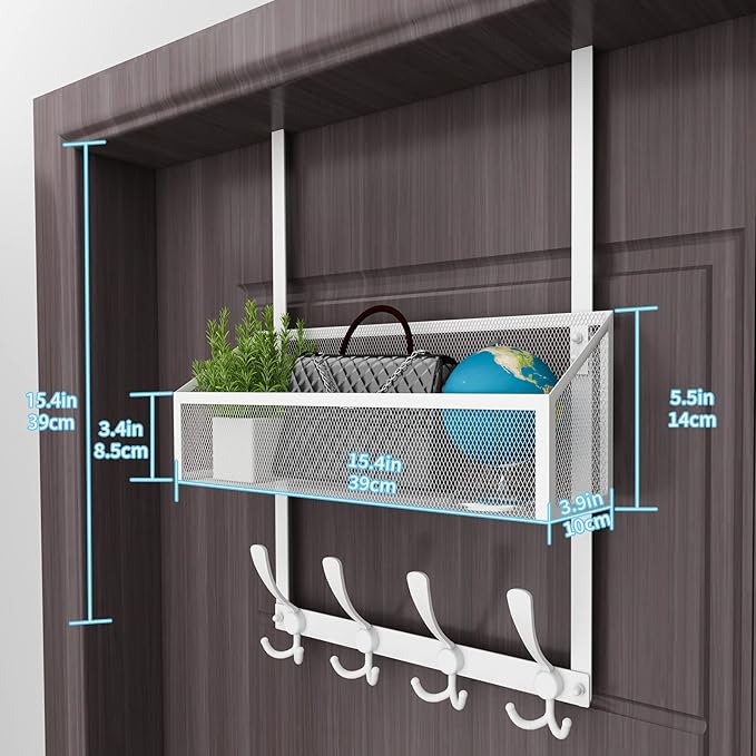 Over The Door Hooks Organizer, Coat Rack Over The Door Storage Hanger Towel Rack - Image 7