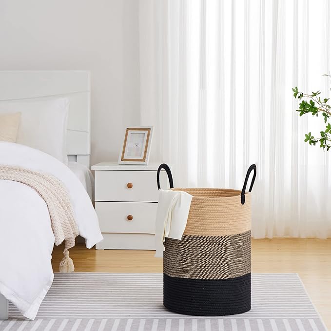 VIPOSCO Large Laundry Hamper, Tall Woven Rope Storage Basket - Image 4