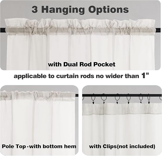 Chyhomenyc Extra Long Ivory Sheer Curtains 108 Inches Long 2 Panels, Light - Image 3