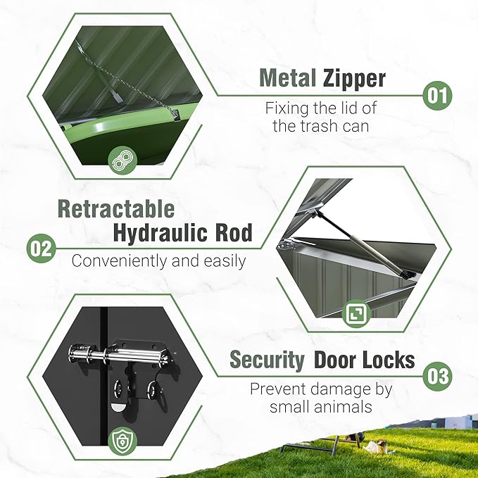 Greesum 5.8x3.3 FT Outdoor Storage Shed Metal Garbage Shed - Image 6