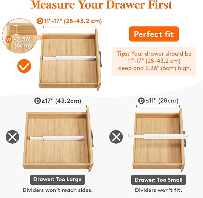 Lifewit 10 Pack Kitchen Drawer Dividers 2.36" High, Plastic Expandable - Image 4