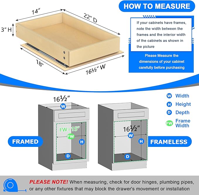 WelFurGeer Soft Close Pull Out Cabinet Organizer, Bottom Mount Pull Out Drawers - Image 3
