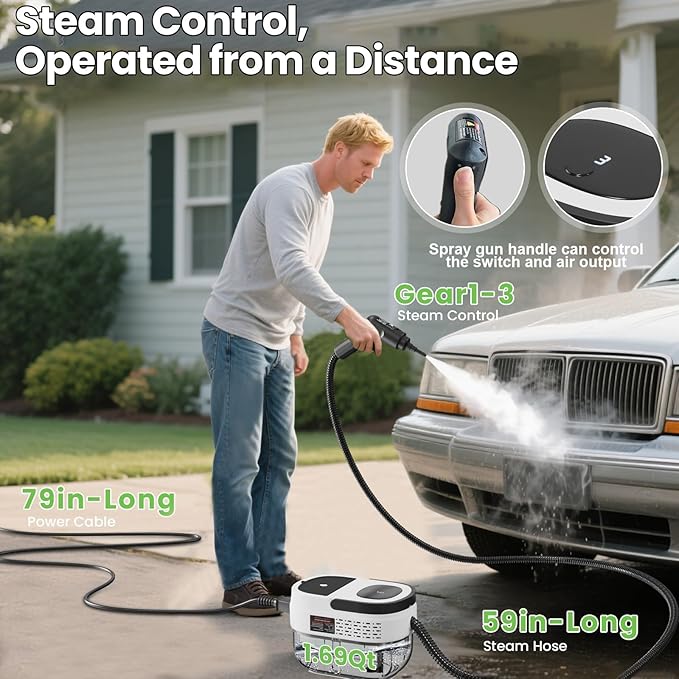 Handheld Steam Cleaner for Home, 2500W High Pressure Steam Cleaner for Car - Image 2