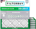 Filterbuy 20x20x1 Air Filter MERV 8 Dust Defense Replacement, Electrostatic by Filterbuy