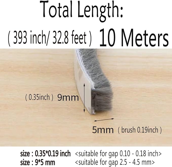 Weather Stripping Brush for Sliding Windows/Doors Frame Side, Pile Self - Image 2