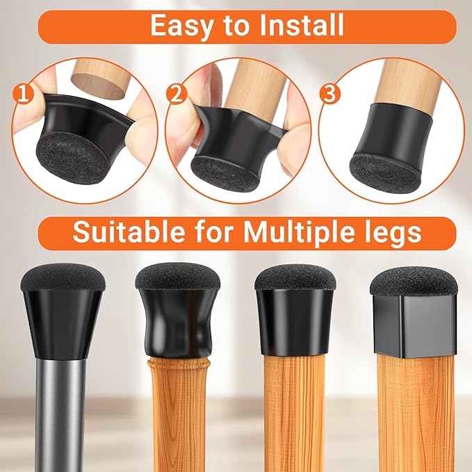 Chair Leg Floor Protectors Large 24Pcs, Silicone Chair Leg Protectors - Image 6