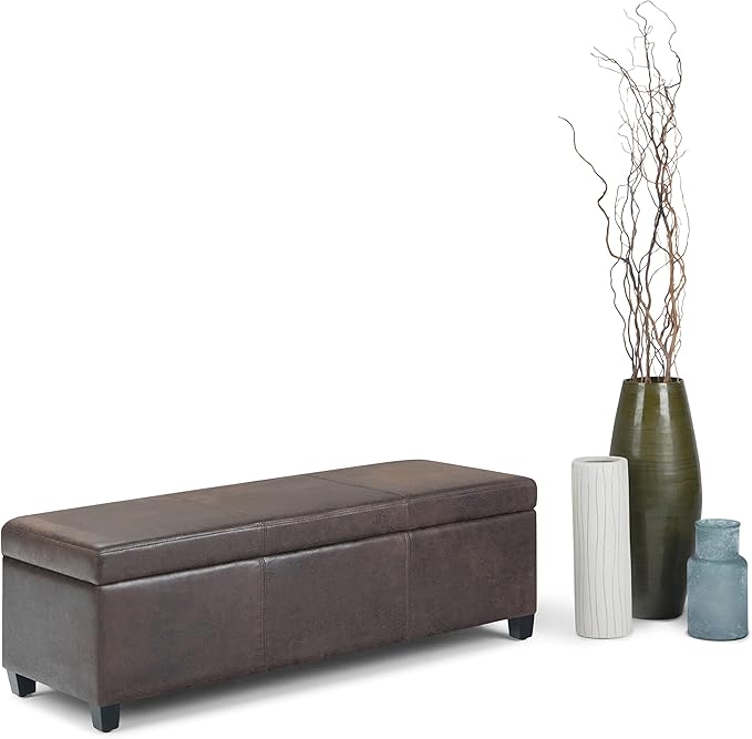 SIMPLIHOME Avalon 48 inch Wide Contemporary Rectangle Storage Ottoman Bench in - Image 4
