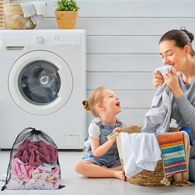 13"X15.5" 24Pcs Mesh Laundry Drawstring Bag Nylon Drawstring Gym Bag - Image 5