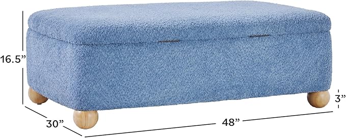 Walker Edison Linley Contemporary Large Storage Bouclé Ottoman - Image 2