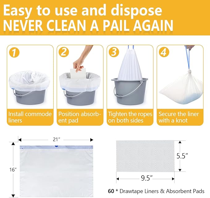 Senvok Commode Liners with Highly Absorbent Pads - Image 4