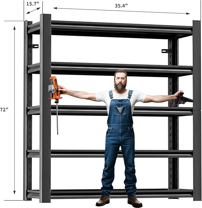Garage Shelving, Thickened 72" Storage Shelves Heavy Duty Shelving Units and - Image 2