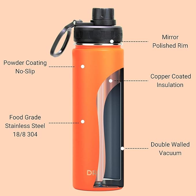 DRINCO Stainless Steel Water Bottle Spout Lid Vacuum Insulated Double Wall - Image 5