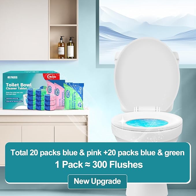 Toilet Bowl Cleaner Tablets 40 Packs, Two Colors Toilet Bowl Cleaners - Image 4