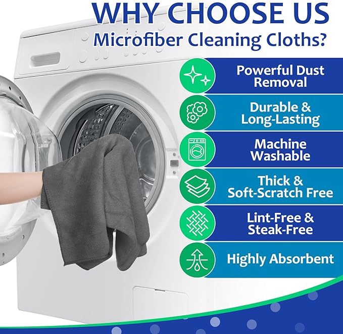 Newwiee 3 Pcs Extra Large Microfiber Cleaning Cloth 30" x 20" Washable Reusable - Image 4