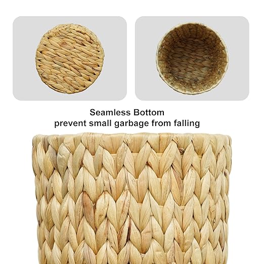 Wicker Trash Can, Small Bathroom Trash Can, Water Hyacinth Wicker Waste Basket - Image 6