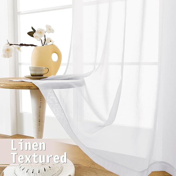Tollpiz Sheer Door Curtain Closet Linen Textured Curtains Sheer Doorway Light - Image 4