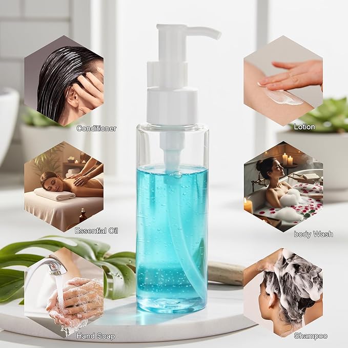 5 Pack 3.4 Oz/100ml Travel Pump Bottle TSA Approved Empty Plastic Pump Bottles - Image 6