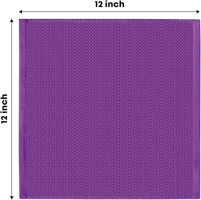 Artoid Mode 100% Cotton Purple Waffle Weave Kitchen Dish Cloths, 12x12 Inch - Image 6
