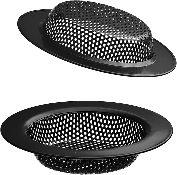 2 Pcs Black Stainless Steel Mesh Sink Drain Strainer, 3.54" Top/2.16" Kitchen by BESSEEK