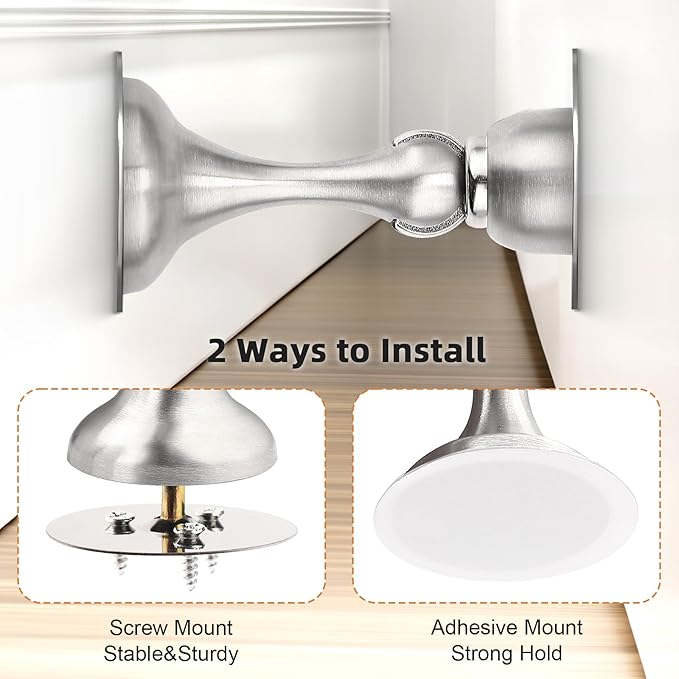 Probrico Brushed Nickel Magnetic Door Stoppers - Image 4