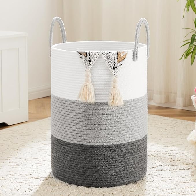 Laundry Basket, Woven Cotton Rope Laundry Hamper, 40L by Artfeel