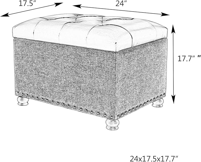 Joveco 24" Ottoman with Storage - Image 3