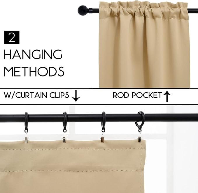 Pickluc Cafe Kitchen Curtains 36 Inches Long 2 Panels, Short Black Out Curtain - Image 3
