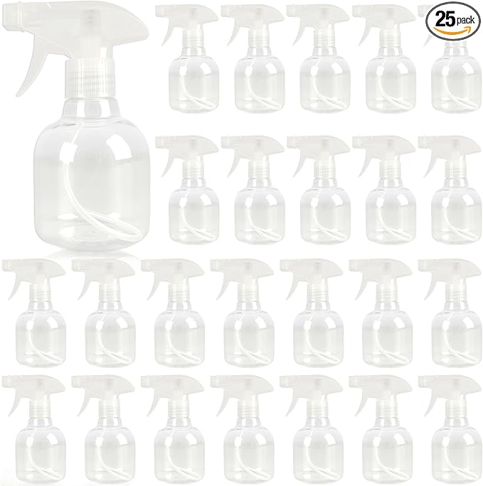 25 Pcs Plastic Spray Bottles 8 oz Empty Clear Refillable Spray Bottles by Unknown