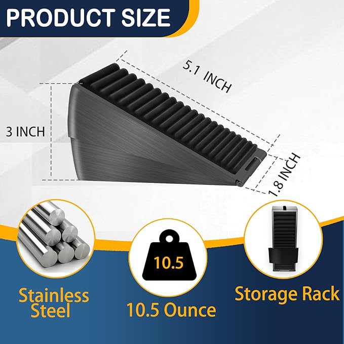 Heavy Duty Door Stopper Adjustable Spring Large Stoppers Wedge, Tall up to 3 - Image 4