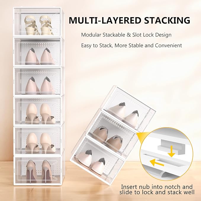 Secret Space 12 Pack XX Large Shoe Organizer Storage Boxes - Image 3